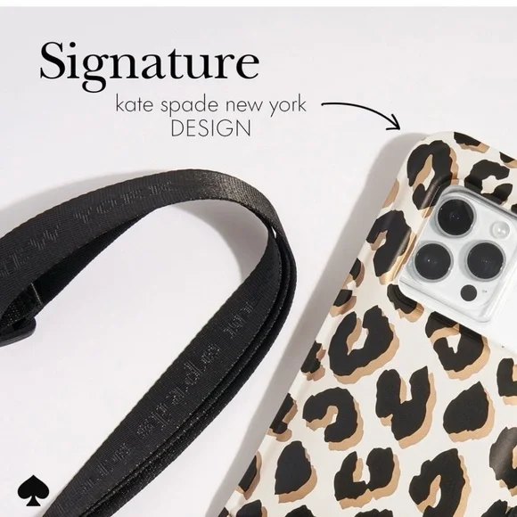 Kate Spade NIB Waterproof Leopard Phone Pouch - Black, Tan, White - Picture 4 of 12